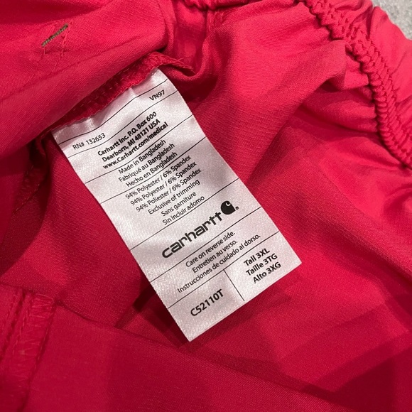 [3X]Carhartt WMN Coral Red Short Sleeve Scrub Tee and Pants Set NWOT - Picture 5 of 9